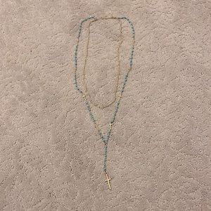 Double-layered cross necklace